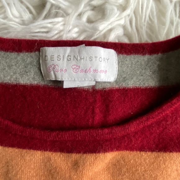Design History Pure Cashmere Striped Crew Neck Boxy Sweater, Size S - Picture 5 of 5